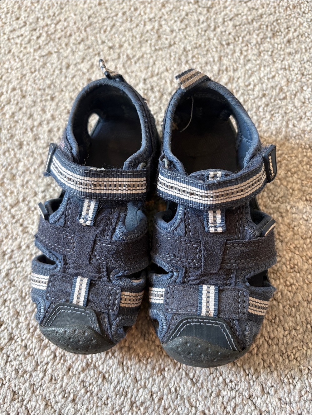 pediped Navy and White Striped Closed-Toe Kids Sandals